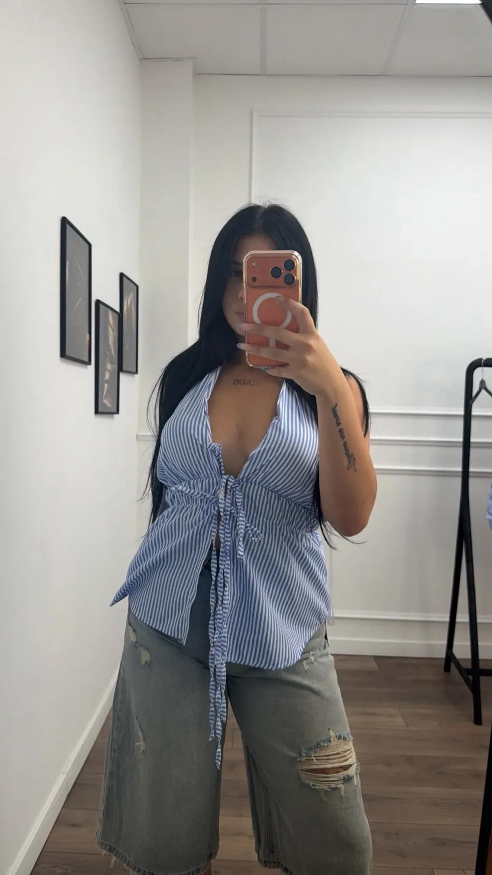 Lace Tie Stripe Top