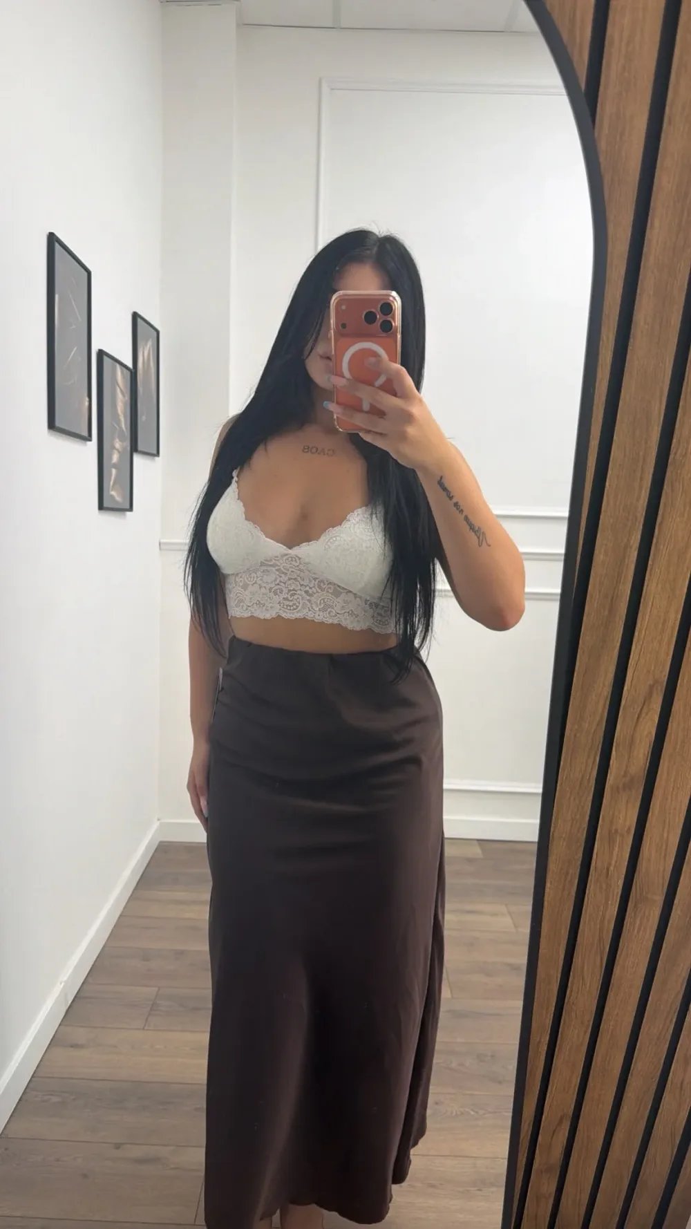 Satin Drape Midi Skirt
